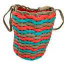 Nissi Woven Bag Camel Coral & Neon Blue